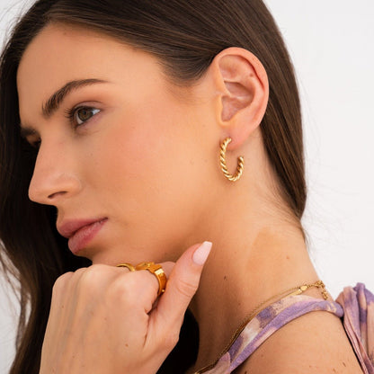 Twist Hoop Earrings 18k Gold Plated