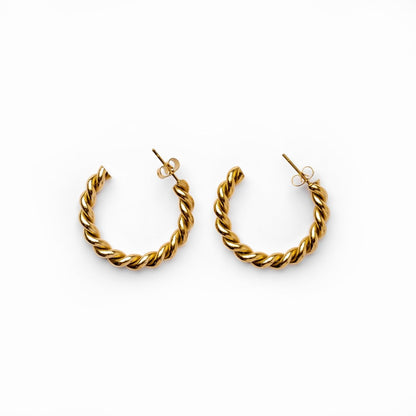 Twist Hoop Earrings 18k Gold Plated