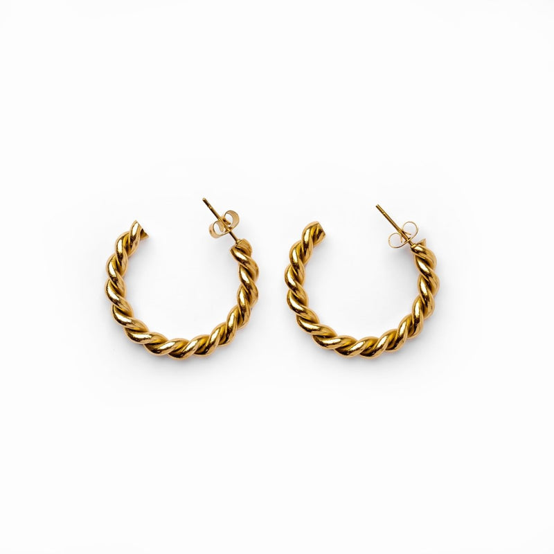 Twist Hoop Earrings 18k Gold Plated