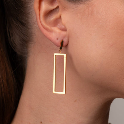 Diana Geometric Rectangular Earrings 18k Gold Plated