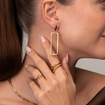 Diana Geometric Rectangular Earrings 18k Gold Plated