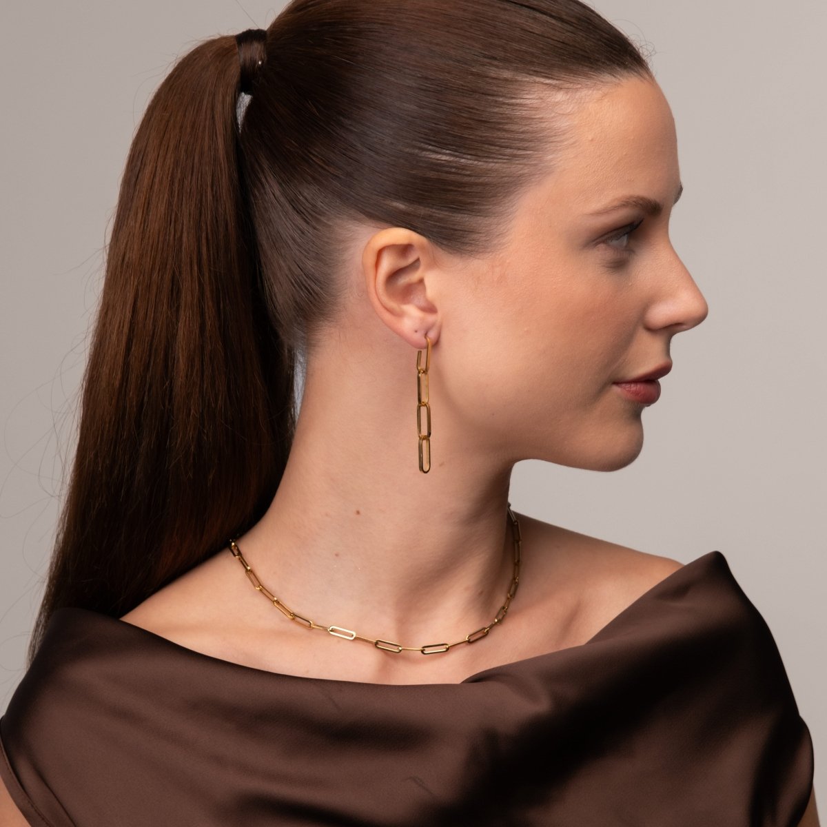 Hellen Chain Link Earrings 18k Gold Plated