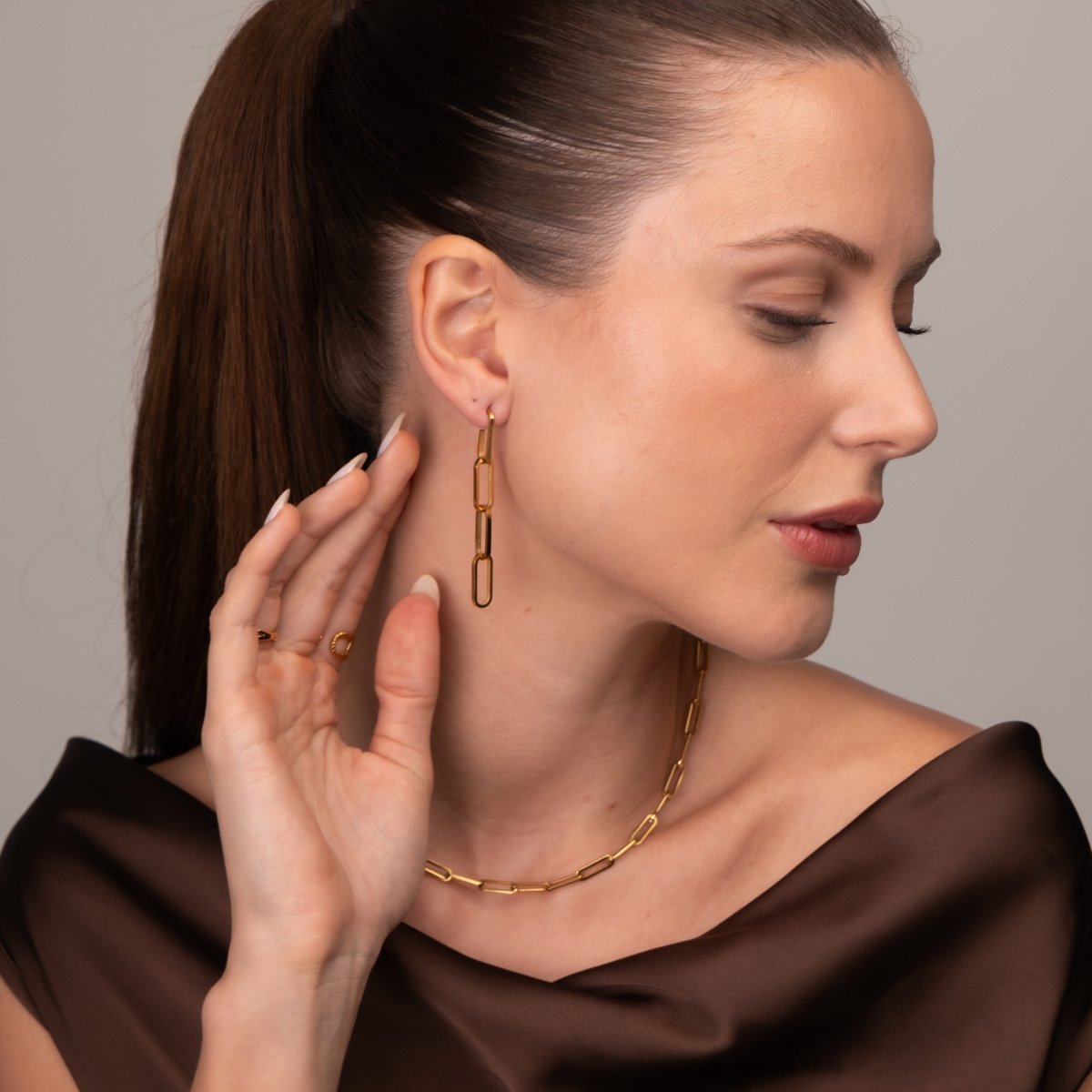 Hellen Chain Link Earrings 18k Gold Plated