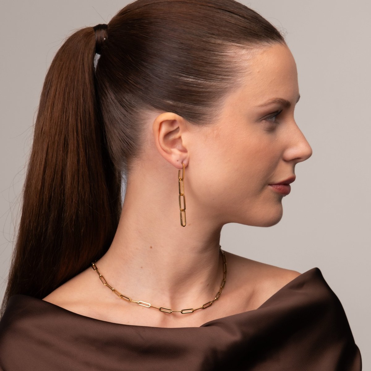 Hellen Chain Link Earrings 18k Gold Plated