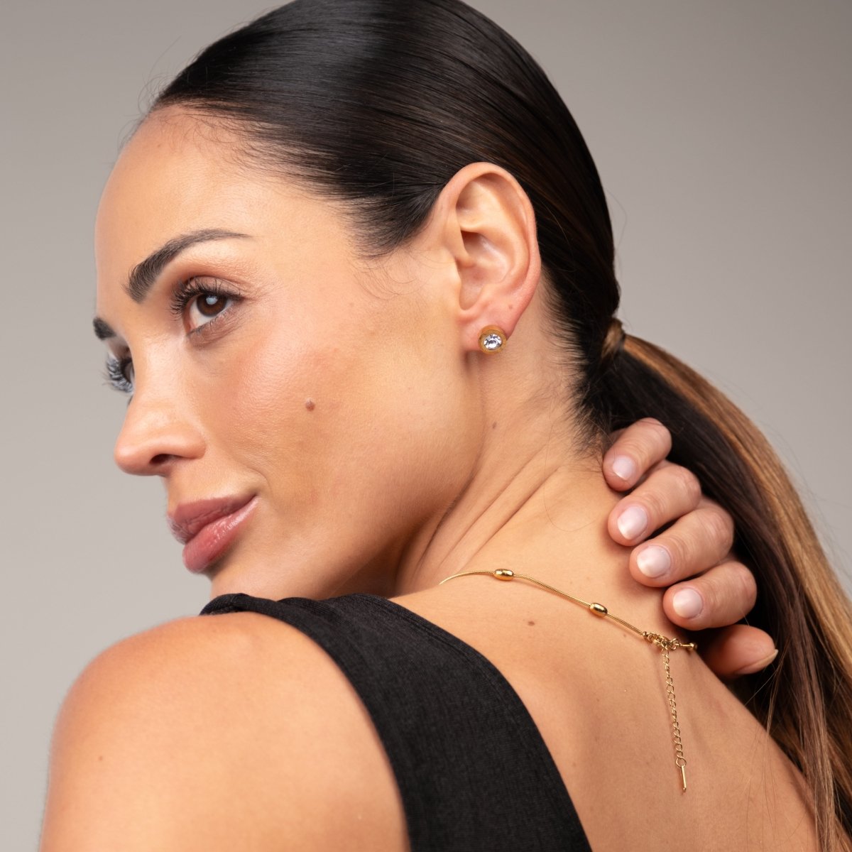 Enchant Crystal Stone Earrings 18k Gold Plated