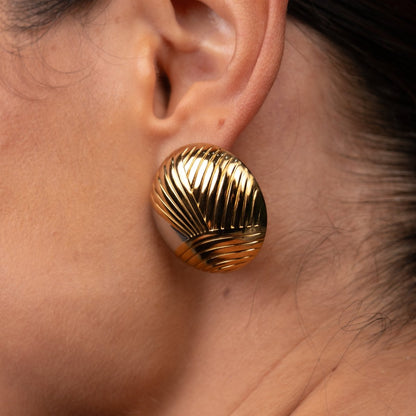 Textured Sphere Earrings Gold and Silver Two-Tone