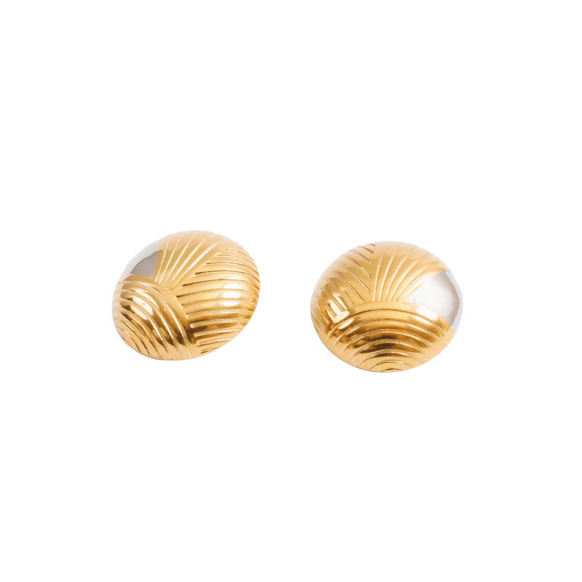 Textured Sphere Earrings Gold and Silver Two-Tone