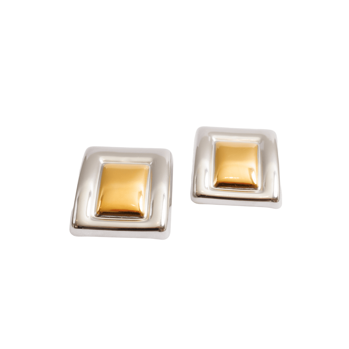 Geometric Earrings Gold and Silver Two-Tone