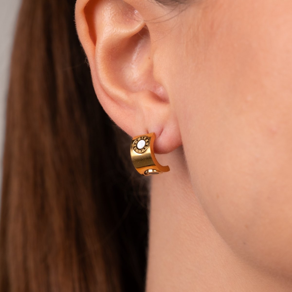 Roman Numeral Spinning Earrings - 18k Gold Plated