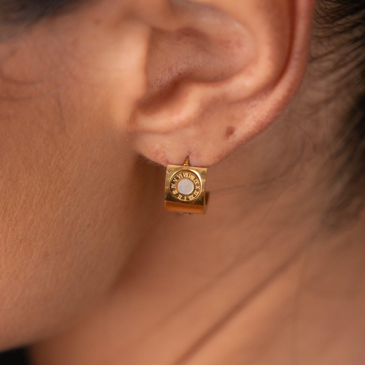 Roman Numeral Spinning Earrings - 18k Gold Plated
