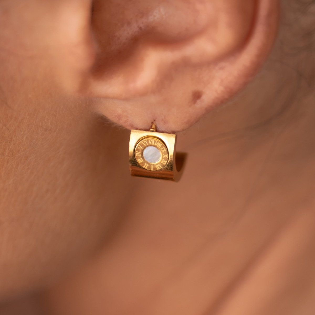 Roman Numeral Spinning Earrings - 18k Gold Plated