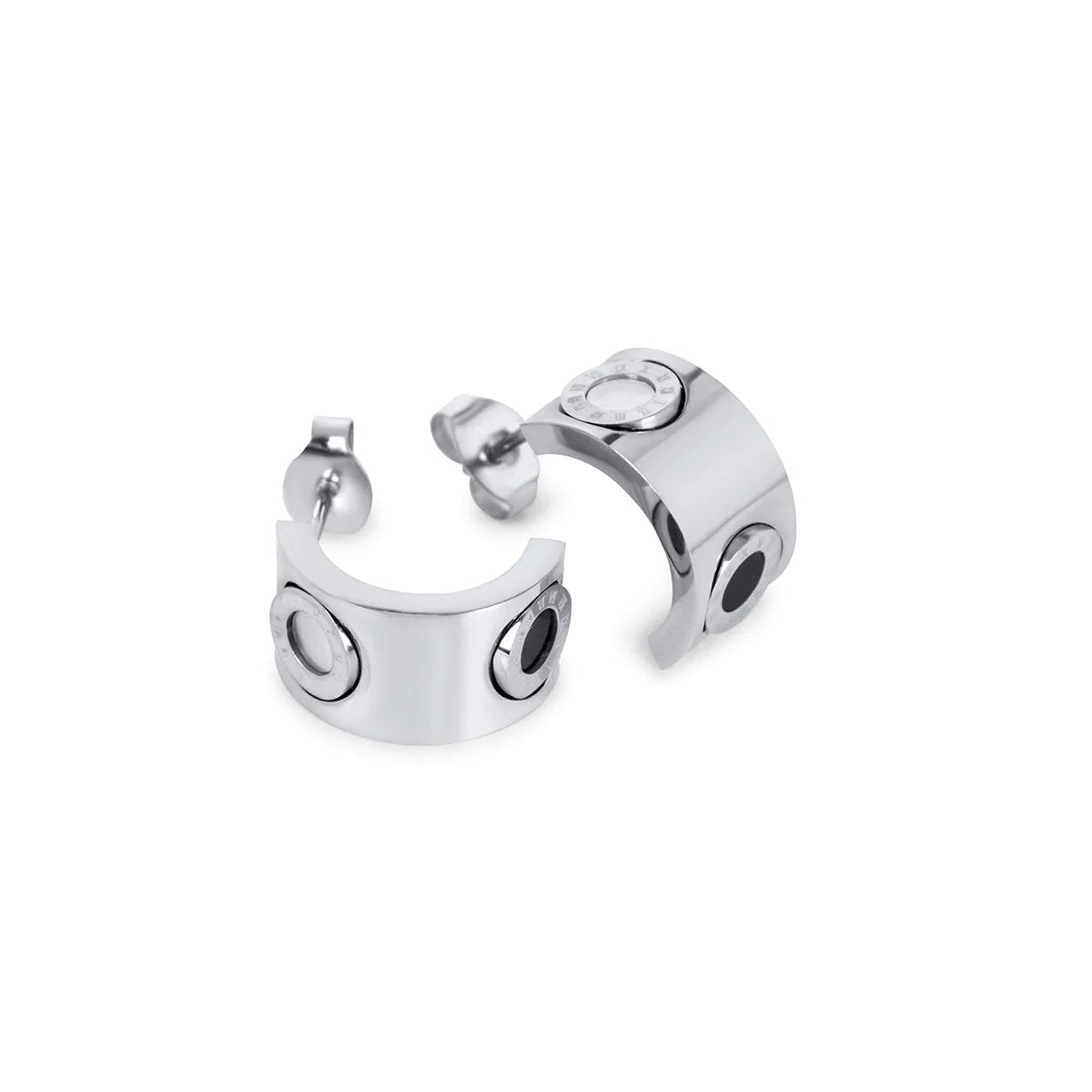 Roman Numeral Spinning Earrings - Silver