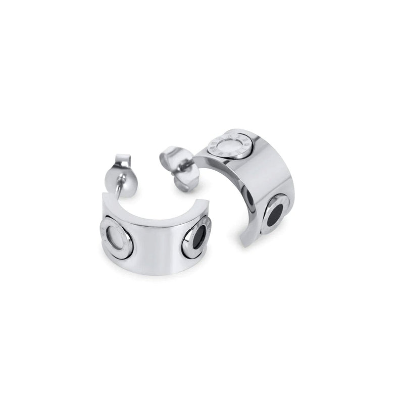 Roman Numeral Spinning Earrings - Silver