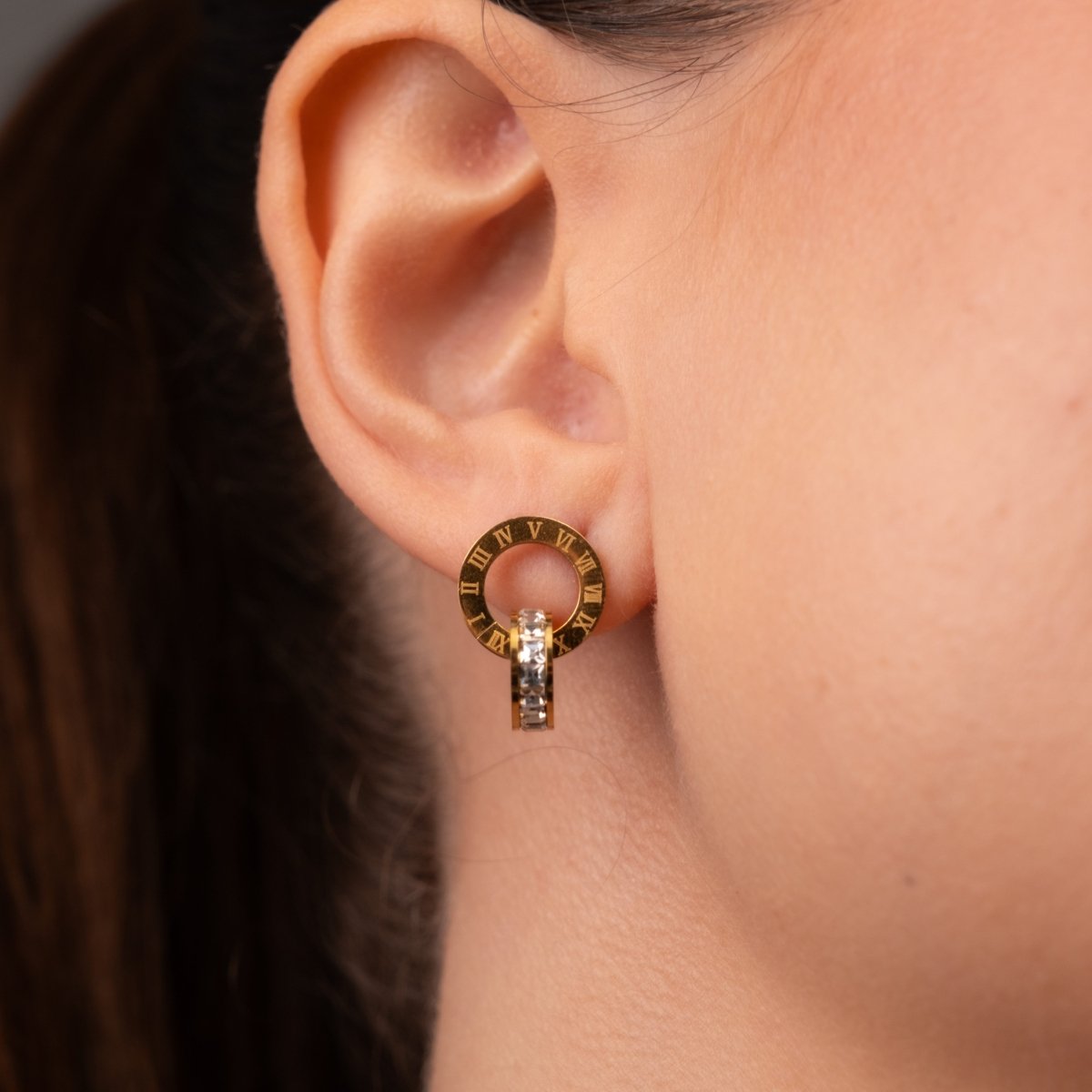 Imperial Cubic Zirconia Stone Earrings 18k Gold Plated