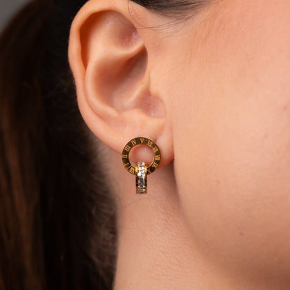 Imperial Cubic Zirconia Stone Earrings 18k Gold Plated