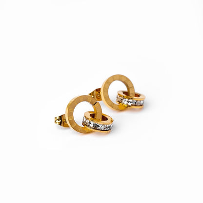 Imperial Cubic Zirconia Stone Earrings 18k Gold Plated
