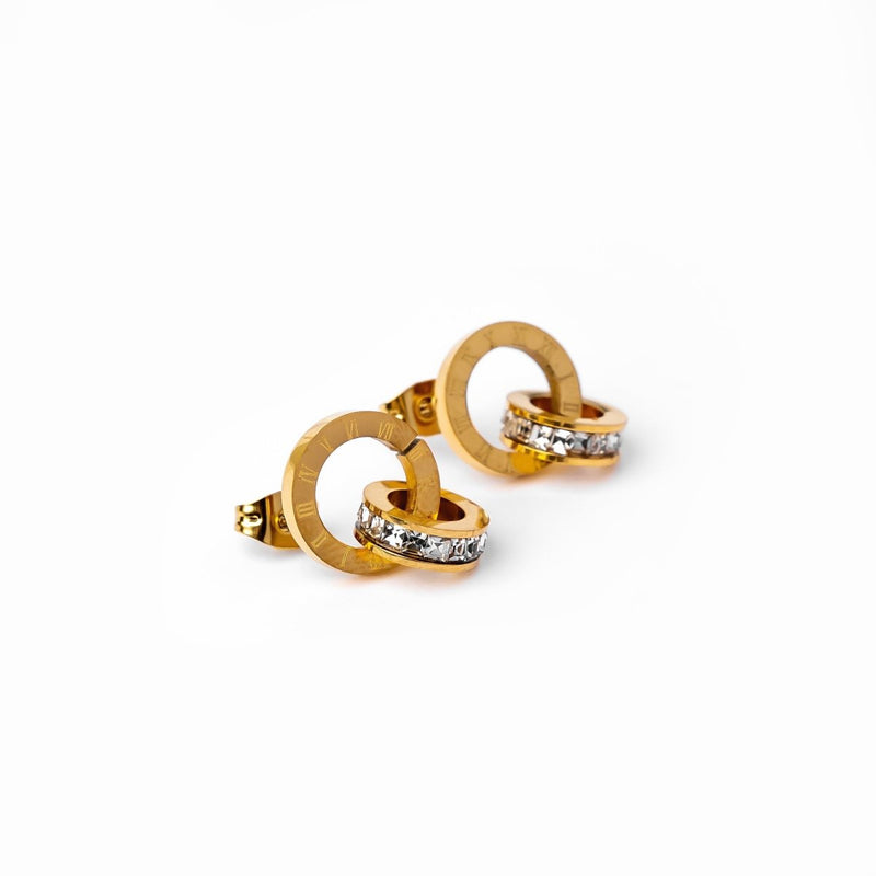 Imperial Cubic Zirconia Stone Earrings 18k Gold Plated