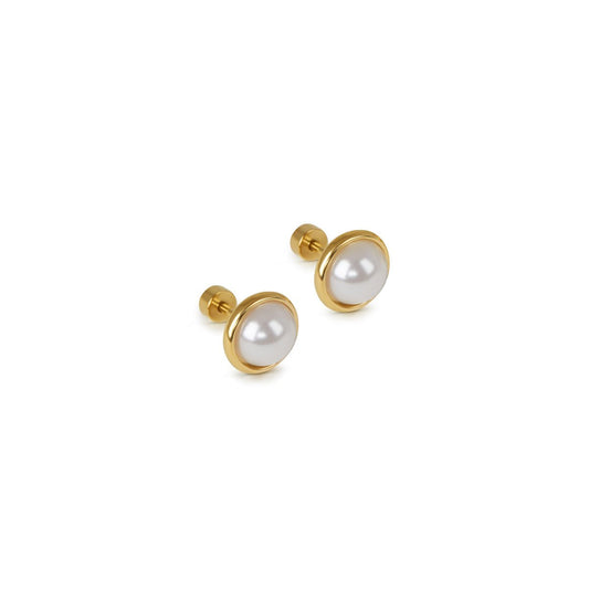 Solitaire Pearl Earrings 18k Gold Plated