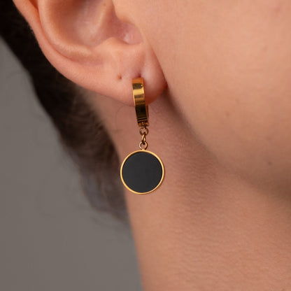 Noir Drop Earrings 18k Gold Plated