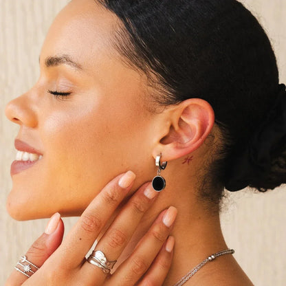 Noir Drop Earrings 18k Gold Plated - Silver