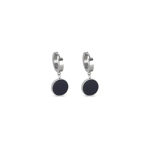Noir Drop Earrings 18k Gold Plated - Silver