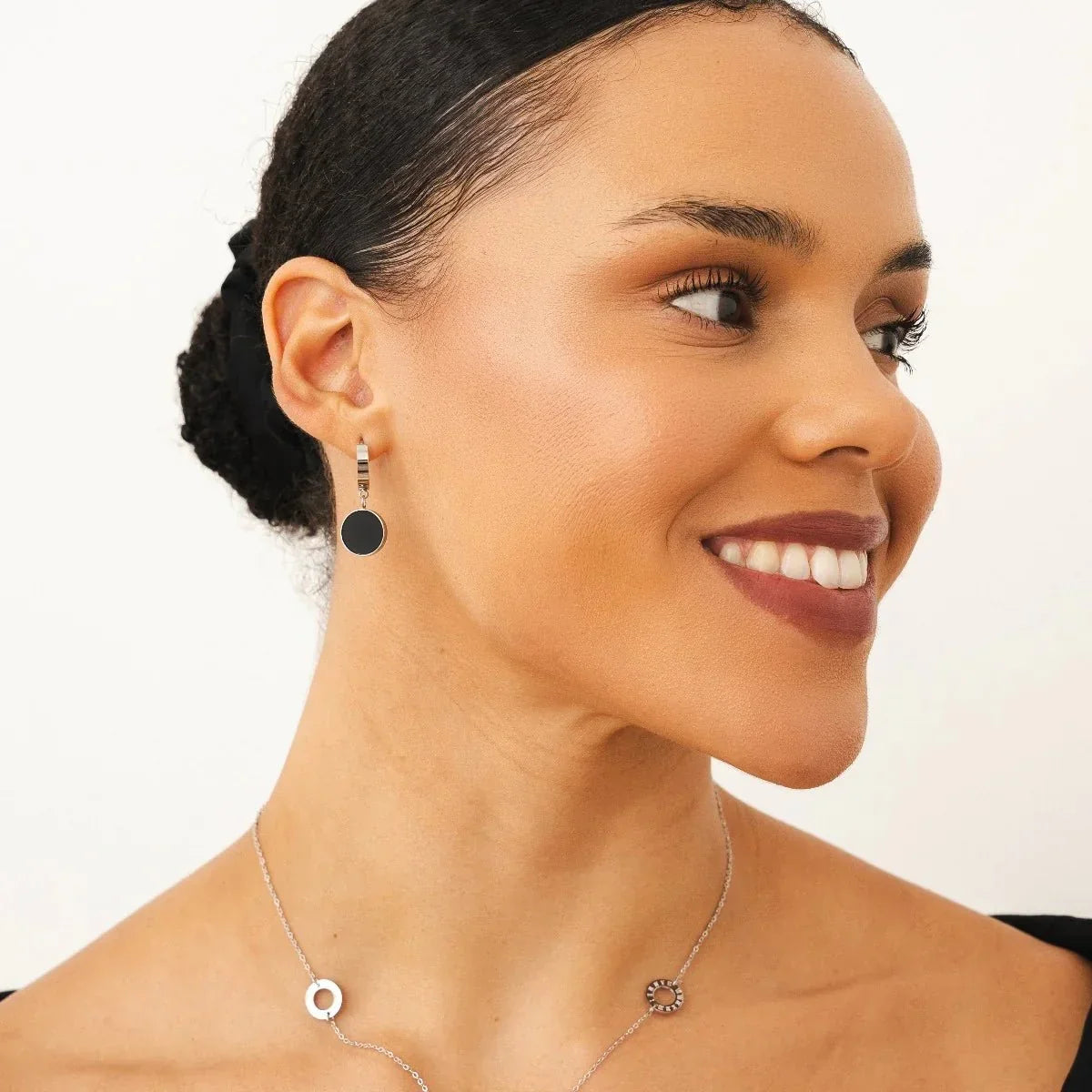 Noir Drop Earrings 18k Gold Plated - Silver