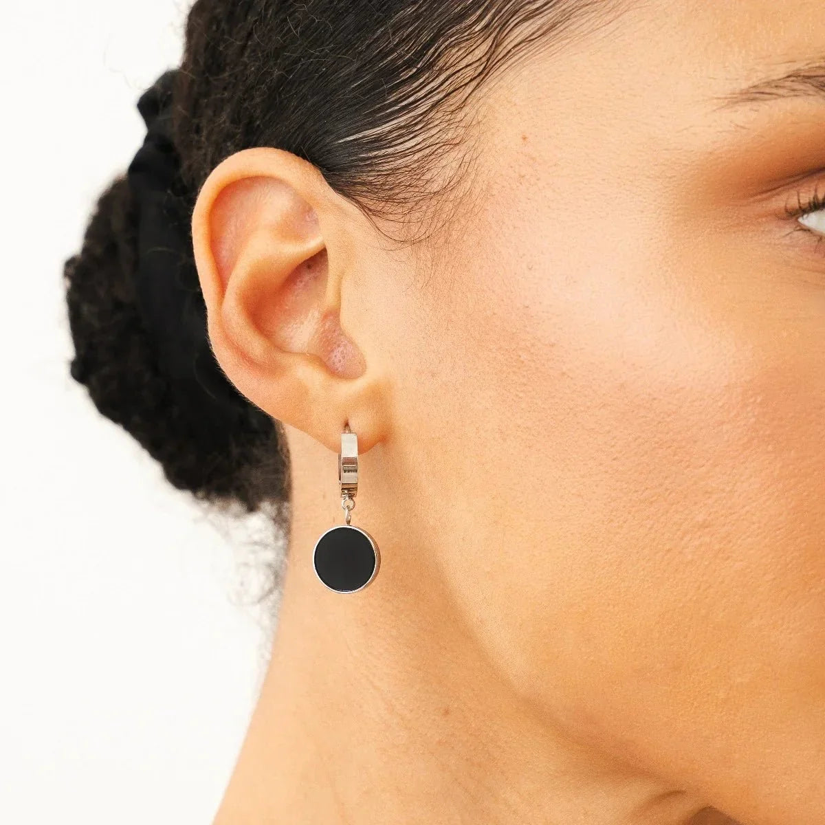 Noir Drop Earrings 18k Gold Plated - Silver