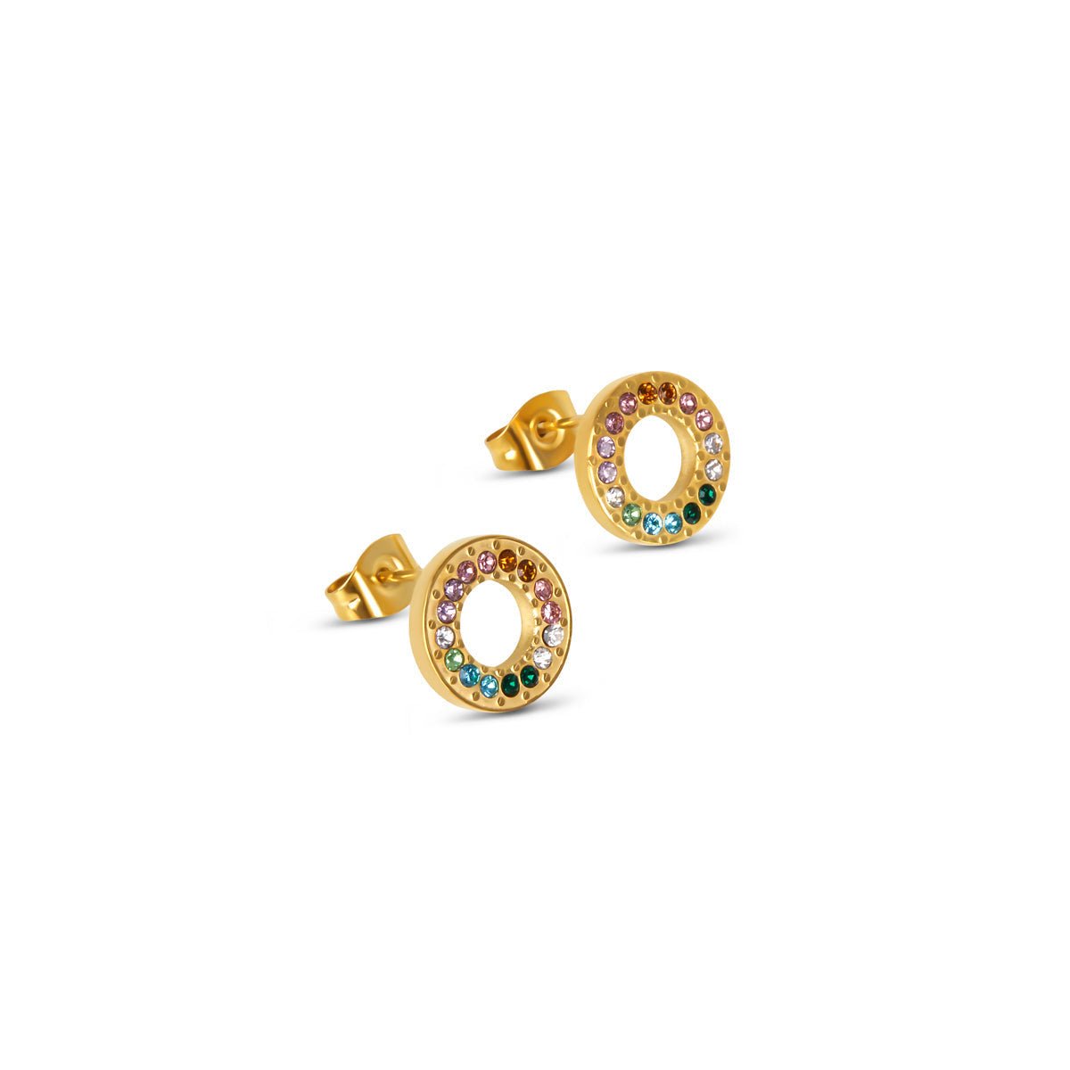 Rainbow Circle Earrings - 18k Gold Plated
