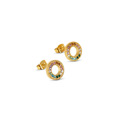 Rainbow Circle Earrings - 18k Gold Plated