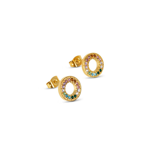 Rainbow Circle Earrings - 18k Gold Plated