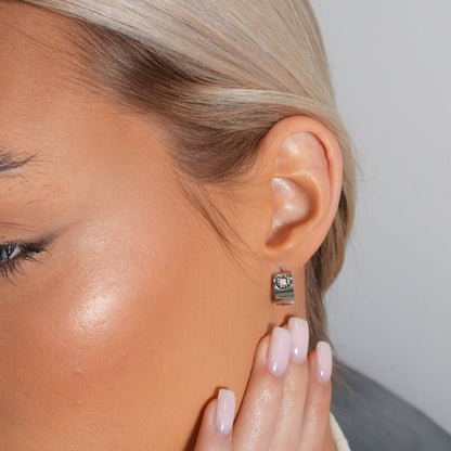 Square Charm Earrings - Silver