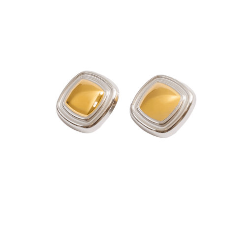 Square Lumiere Earrings Gold and Silver Two-Tone