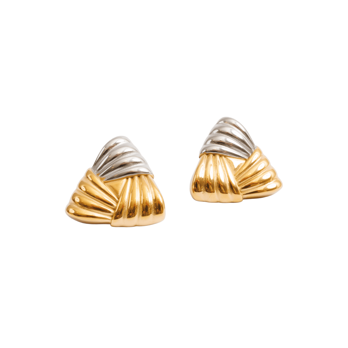 Triad Shine Earrings Gold and Silver Two-Tone