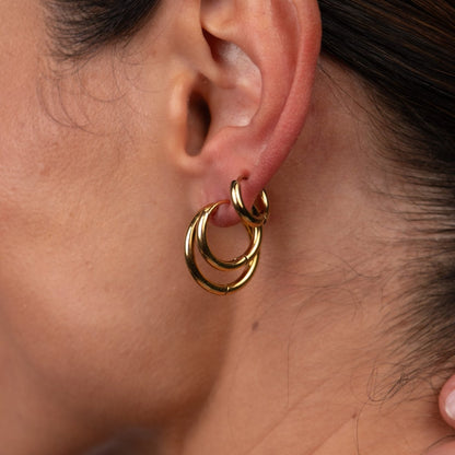 Trio Hoop Earrings Set 18k Gold Plated