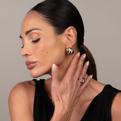 Twist Essence Earrings Gold and Silver Two-Tone