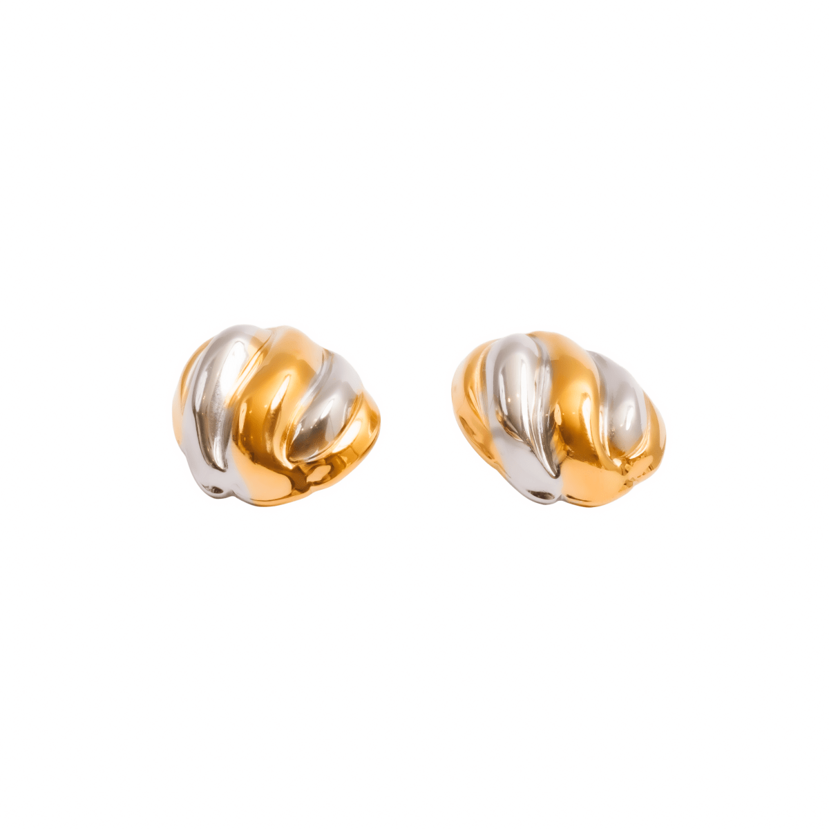 Twist Essence Earrings Gold and Silver Two-Tone