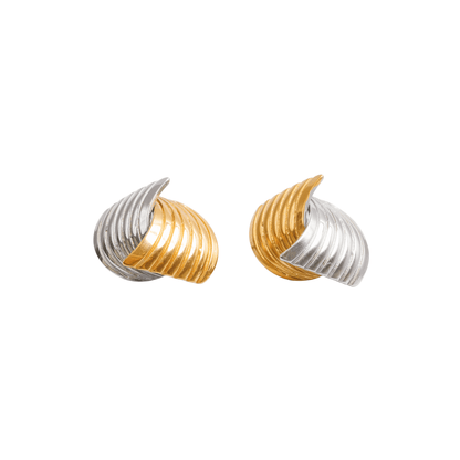 Wave Motion Earrings Gold and Silver Two-Tone