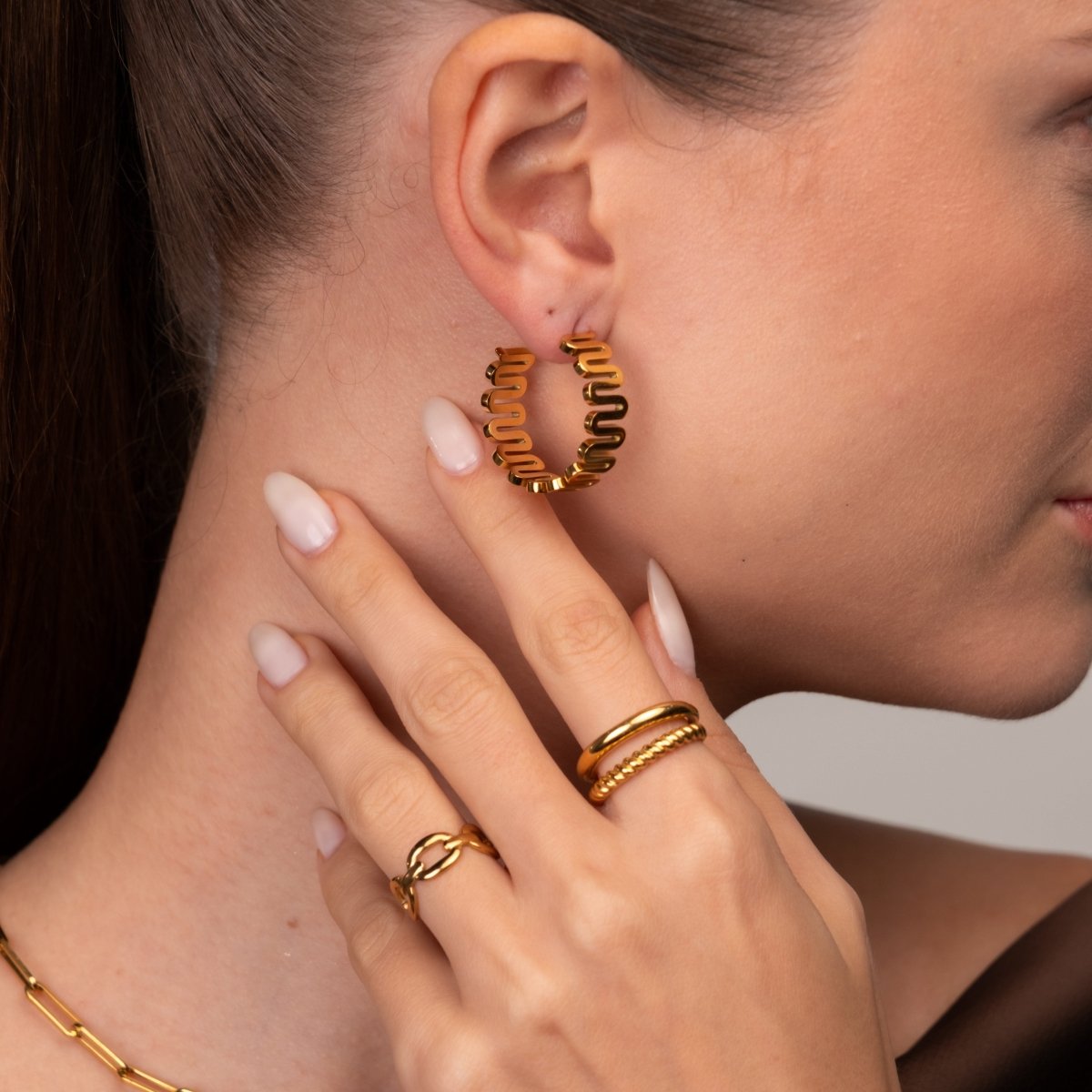 Zig Zag Earrings 18k Gold Plated