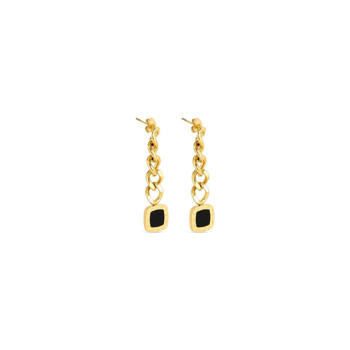 Lorenza Onyx Drop Earrings 18k Gold Plated