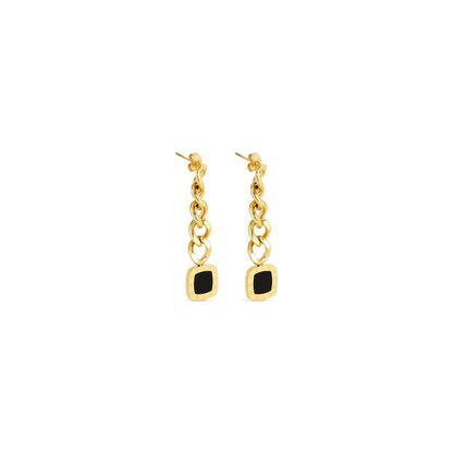 Lorenza Onyx Drop Earrings 18k Gold Plated