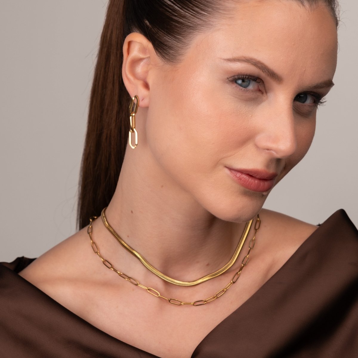 Link Drop Earrings 18k Gold Plated