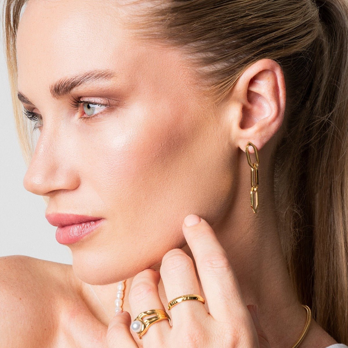 Link Drop Earrings 18k Gold Plated