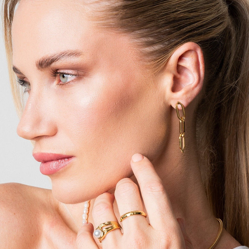 Link Drop Earrings 18k Gold Plated