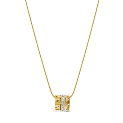 Triple Ring Roman Numeral Necklace – 18k Gold Plated