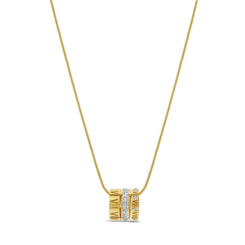 Triple Ring Roman Numeral Necklace – 18k Gold Plated