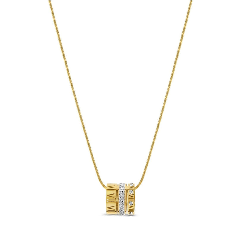 Triple Ring Roman Numeral Necklace – 18k Gold Plated