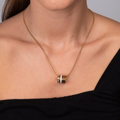Triple Ring Roman Numeral Necklace – 18k Gold Plated