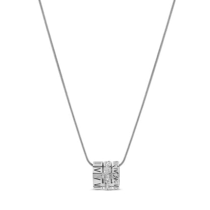 Triple Ring Roman Numeral Necklace – Silver