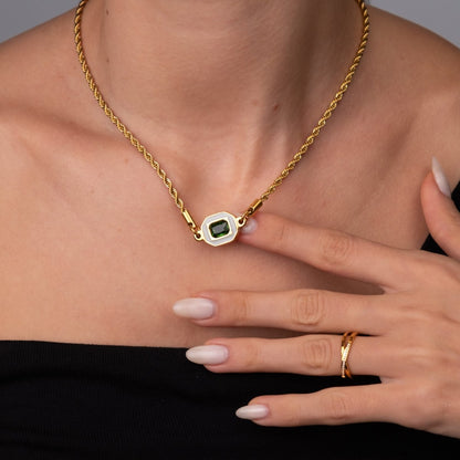 Aura Emerald Necklace - 18k Gold Plated