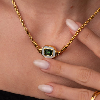 Aura Emerald Necklace - 18k Gold Plated